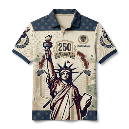 Full flatlay view of limited edition USA 250th anniversary polo shirt