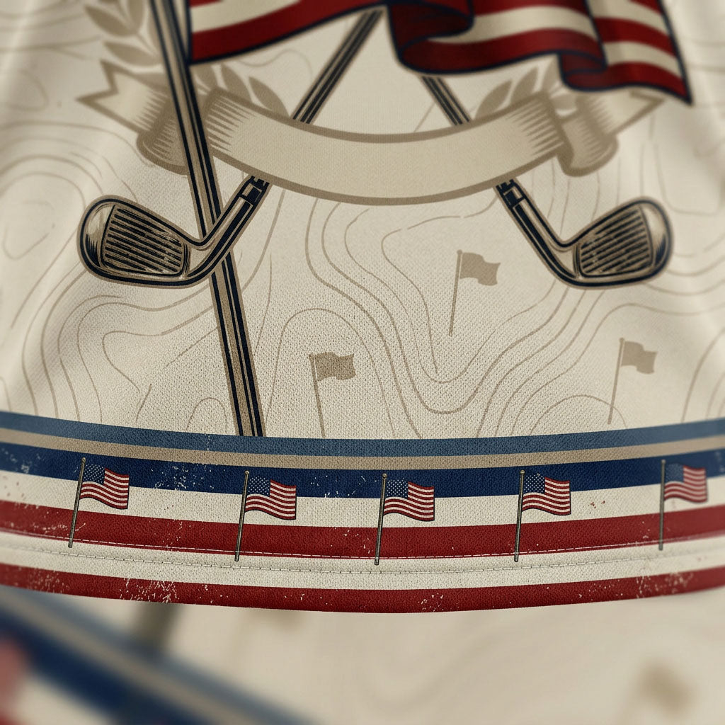 Close-up shot of the high-definition printed waving American flag on parchment background with 250 Years America text.