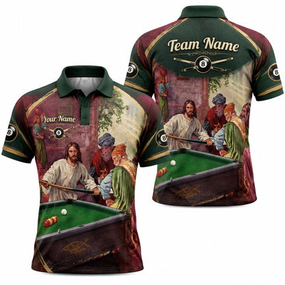 Vintage Billiards Painting Graphic Personalized Billiard Polo Shirt