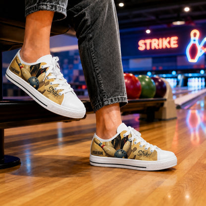 Vintage Bowling Strike Design Graphic Personalized Low Top Shoes Bowling Life Style