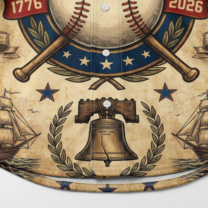 Close-Up Detail Of High-Definition Sublimation Print Showcasing The Liberty Bell And 1776-2026 Anniversary Badge