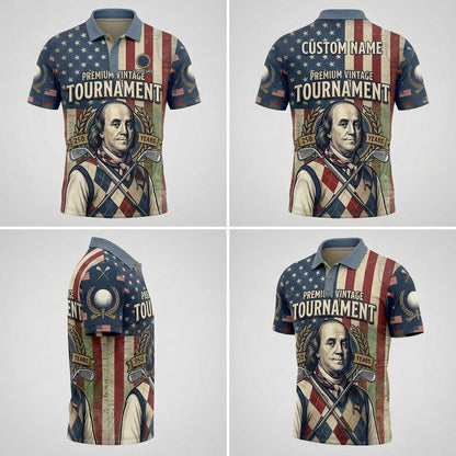 Different angles of premium vintage golf polo shirt