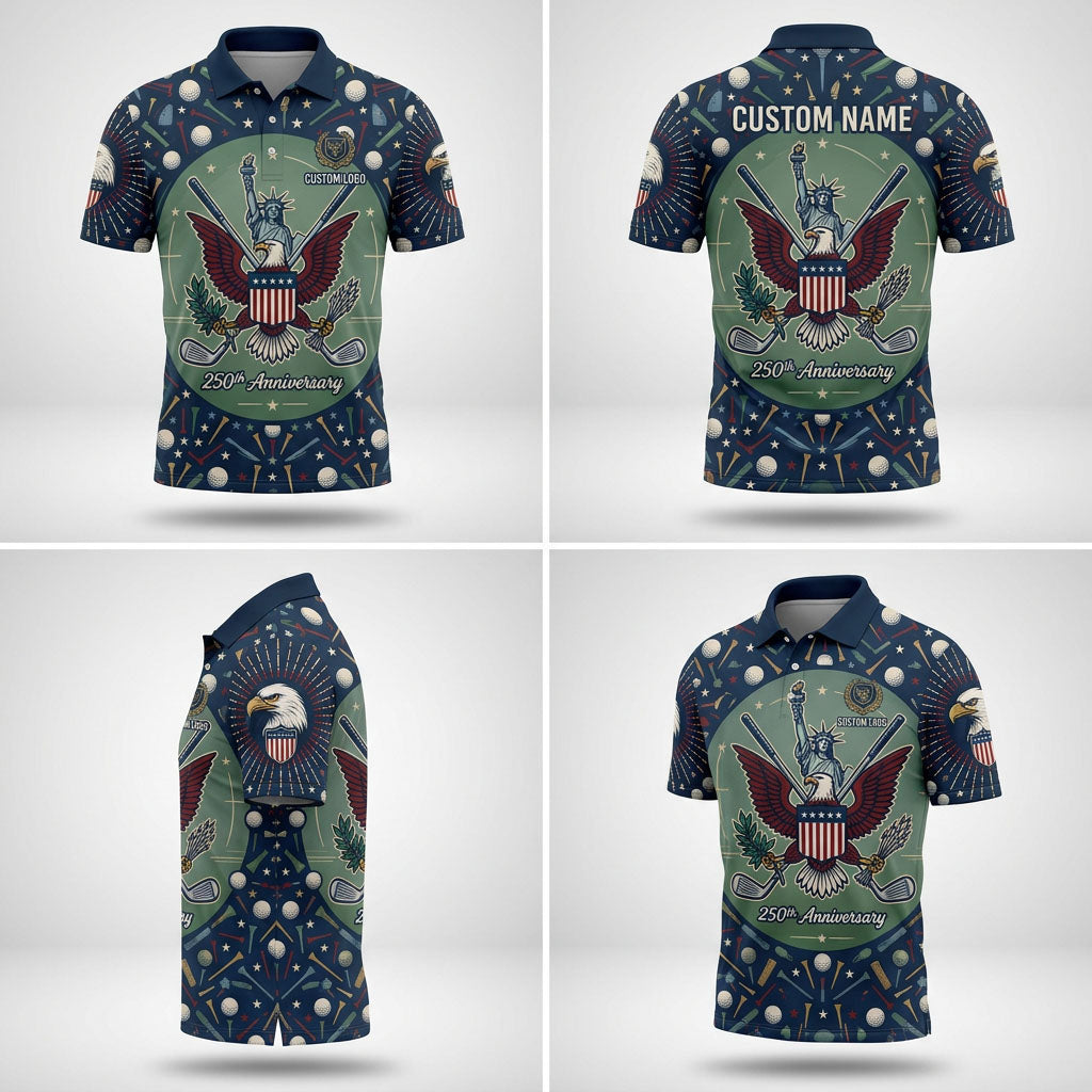Multi-angle product display grid showcasing the contrast color-block design, eagle sleeve graphics, and athletic tailored fit.