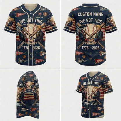 Product grid showing multiple views of the We Got This baseball jersey
