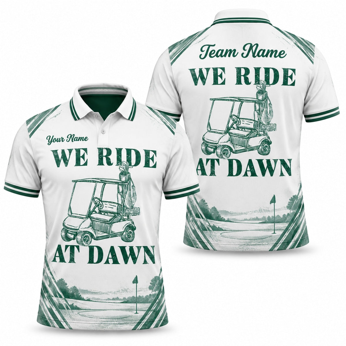 We Ride At Dawn Golf Humor Personalized Golf Polo Shirt