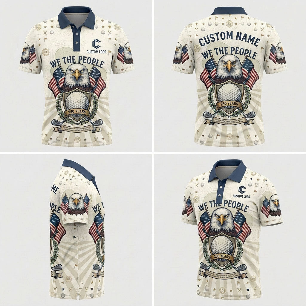 Product grid view of We The People American eagle golf polo