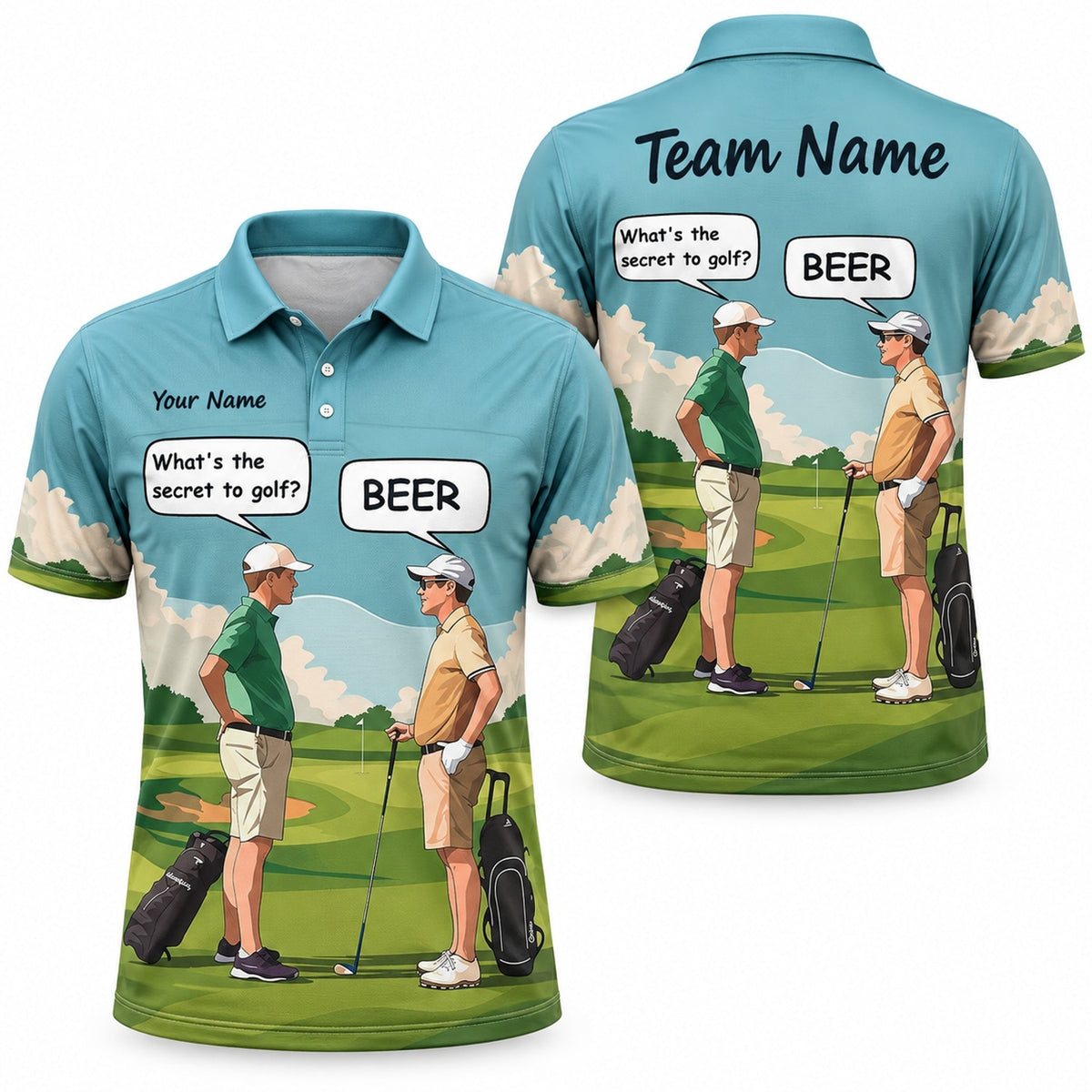 What's The Secret To Golf Beer Golf Humor Personalized Golf Polo Shirt