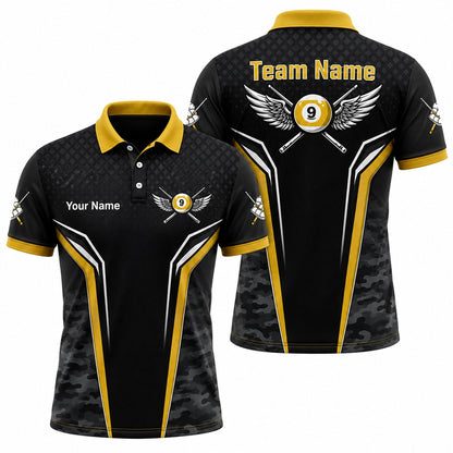 Winged 9 Ball Billiards Sport Personalized Billiard Polo Shirt