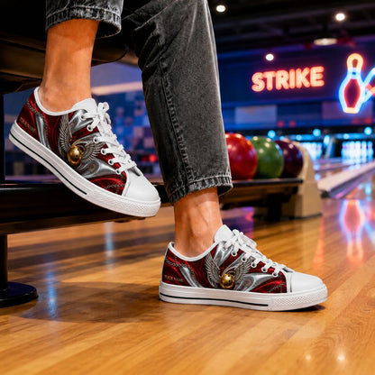 Winged Bowling Ball Graphic Personalized Low Top Shoes Bowling Life Style