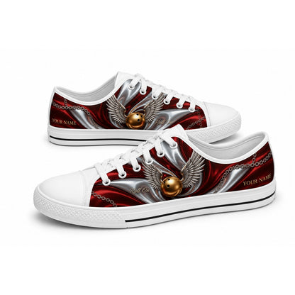 Winged Bowling Ball Graphic Personalized Low Top Shoes