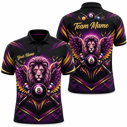 Winged Lion 8 Ball Graphic Personalized Billiard Polo Shirt