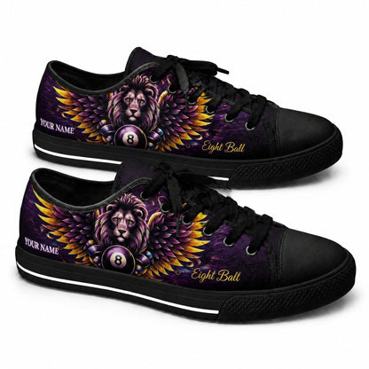 Winged Lion Eight Ball Graphic Custom Low Top Shoes Black Shoes