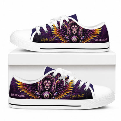 Winged Lion Eight Ball Graphic Custom Low Top Shoes Box White