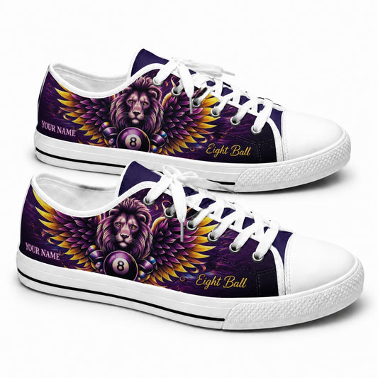 Winged Lion Eight Ball Graphic Custom Low Top Shoes
