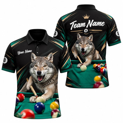 Wolf Billiards Graphic Custom Billiard Polo Shirt