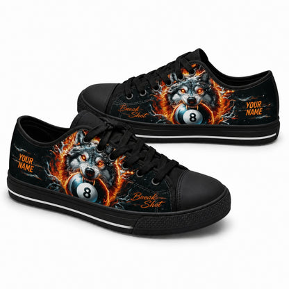 Wolf With Eight Ball Graphic Personalized Low Top Shoes Black Shoes