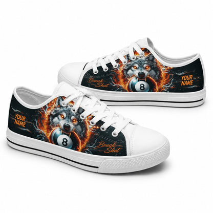 Wolf With Eight Ball Graphic Personalized Low Top Shoes