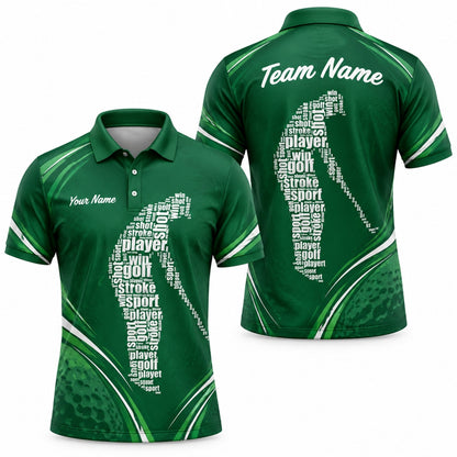 Word Art Golfer Silhouette Sport Personalized Golf Polo Shirt