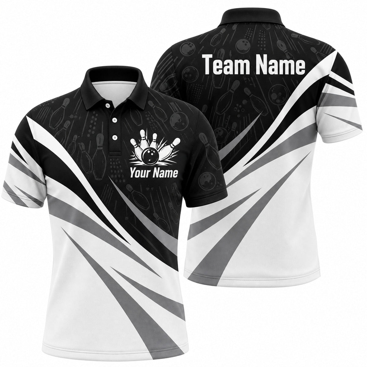 Your Name Team Name Bowling Modern Personalized Bowling Polo Shirt