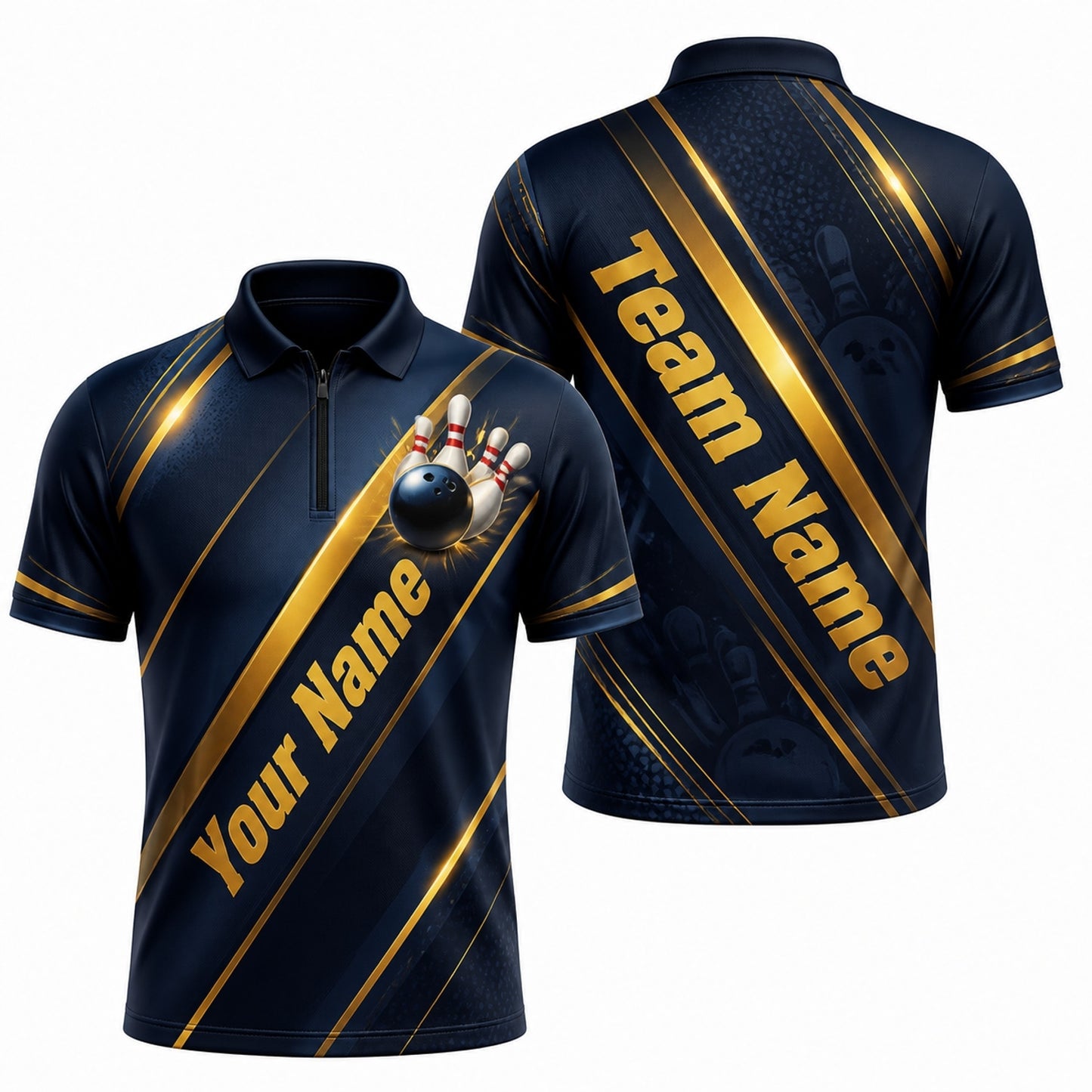 Your Name Team Name Bowling Sport Custom Bowling Polo Shirt