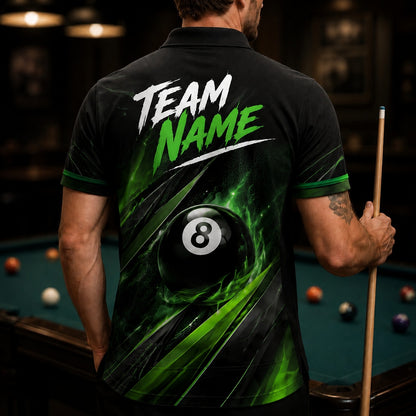 Your Name Team Name Sport Personalized Billiard Polo Shirt Back View