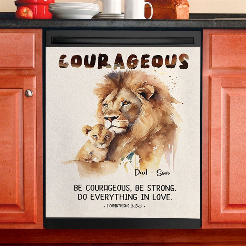 1 Corinthians 1613 14 Be Courageous Be Strong Personalized Dishwasher Cover, Religious Dishwasher Magnet Cover, Bible Kitchen Decor