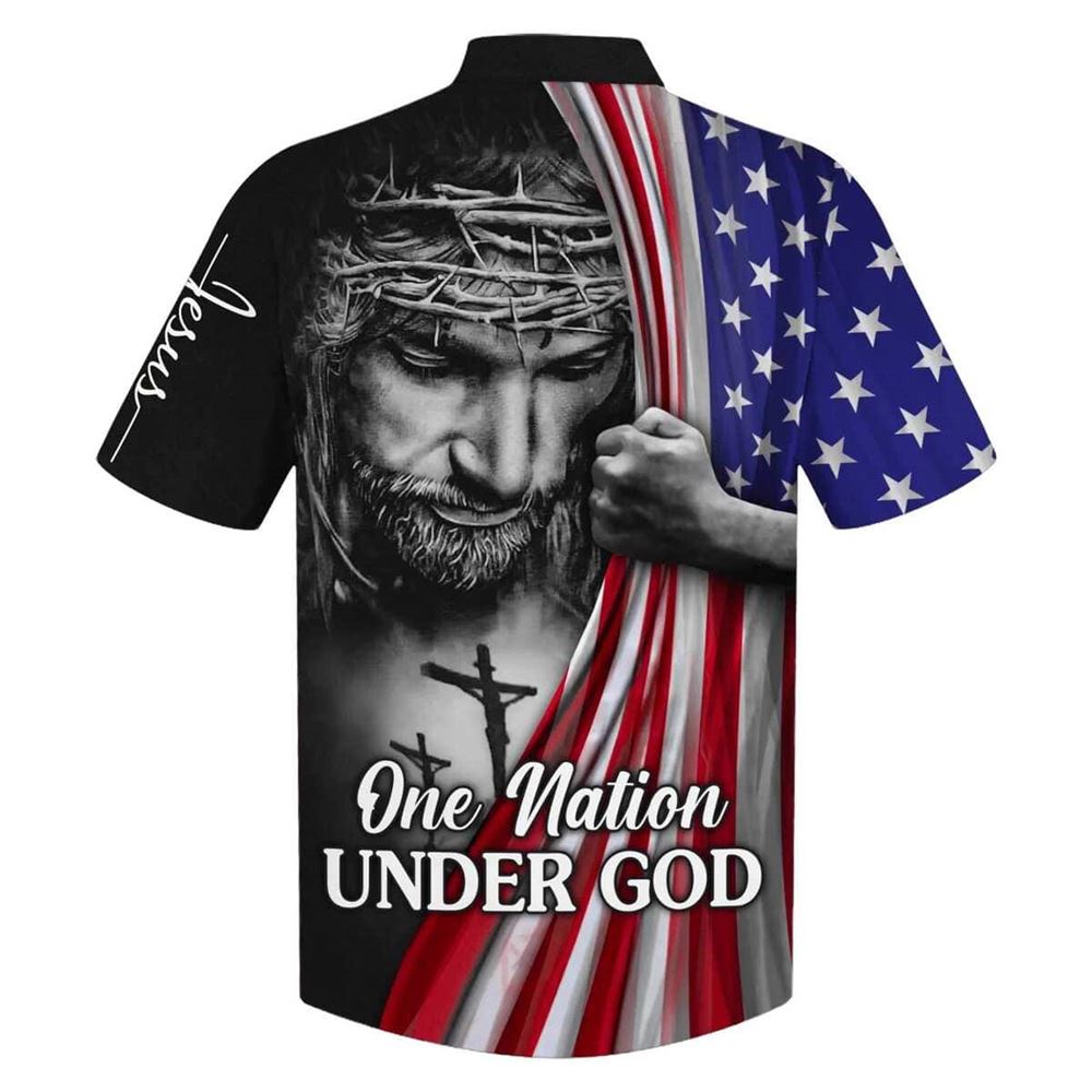 4th Of July One Nation Under God Jesus American Christian Faith US Flag Hawaiian Shirt, Christian Hawaiian Shirt, Religious Gift