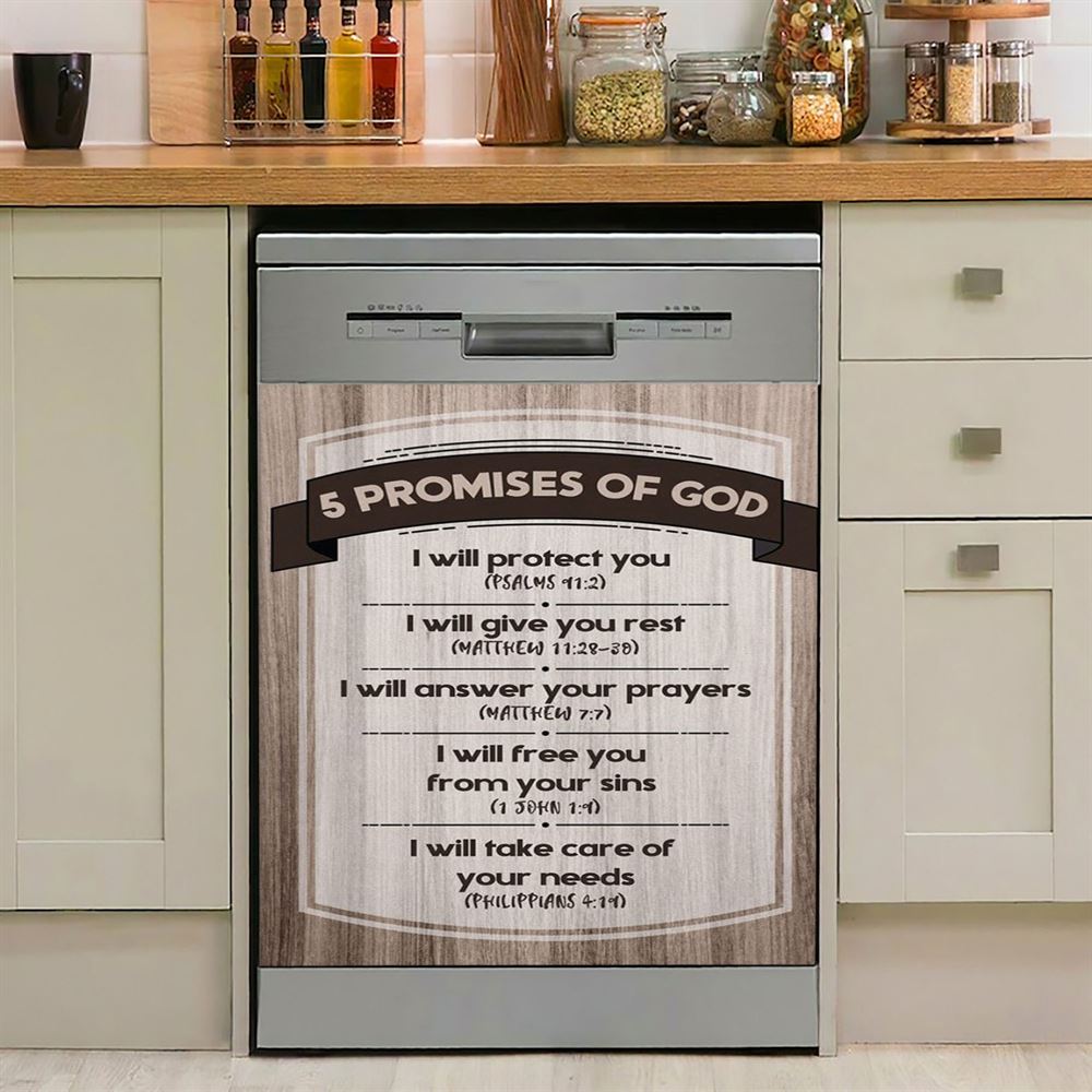 5 Promises Of God Dishwasher Cover, Christian Dishwasher Magnet Cover, Religious Kitchen Decor