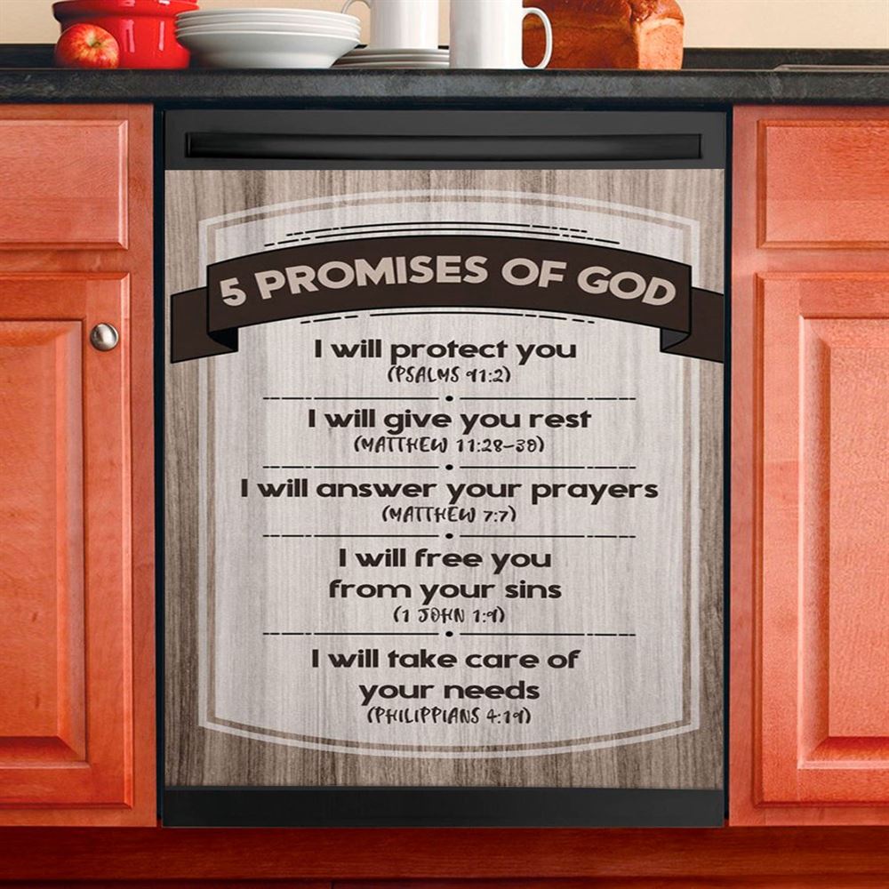 5 Promises Of God Dishwasher Cover, Christian Dishwasher Magnet Cover, Religious Kitchen Decor