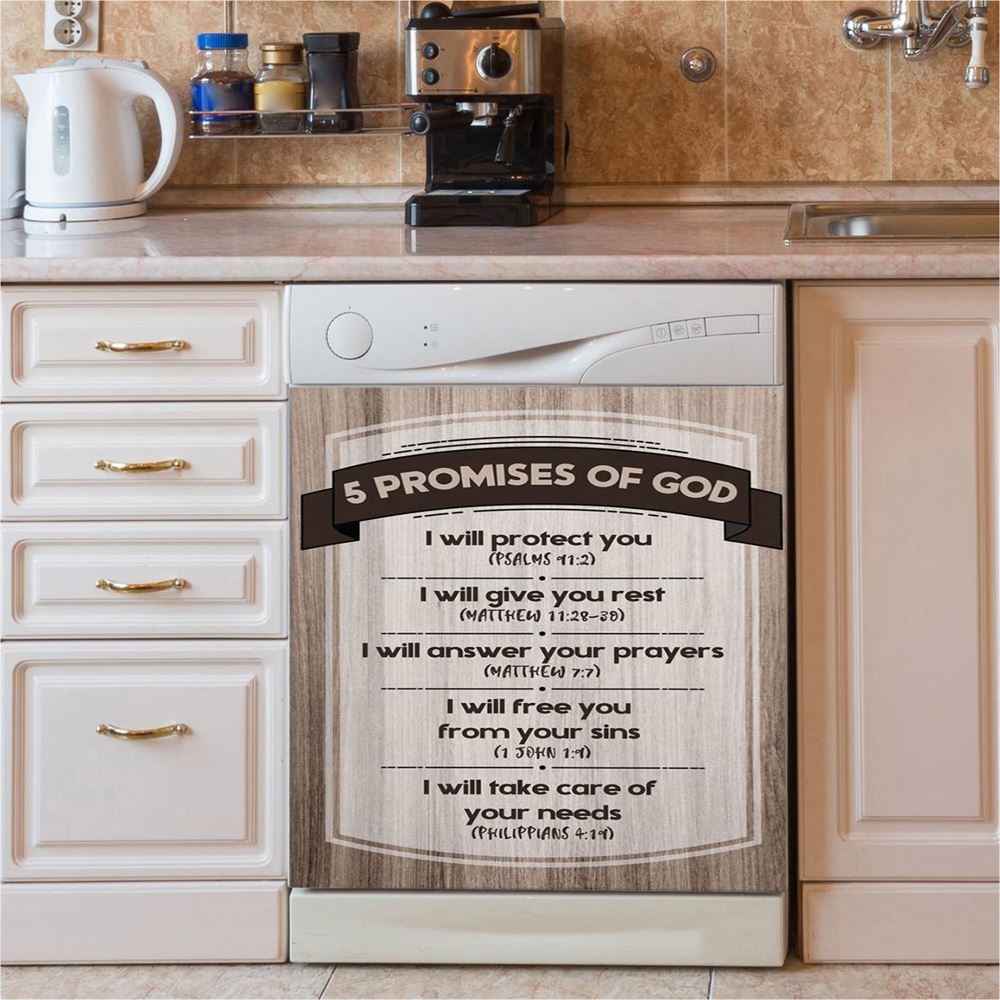 5 Promises Of God Dishwasher Cover, Christian Dishwasher Magnet Cover, Religious Kitchen Decor