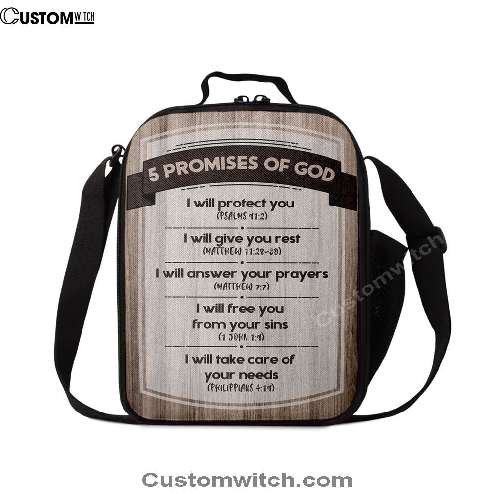 5 Promises Of God Lunch Bag, Christian Lunch Bag For School, Picnic, Religious Lunch Bag