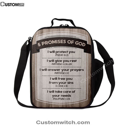 5 Promises Of God Lunch Bag, Christian Lunch Bag For School, Picnic, Religious Lunch Bag