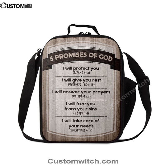 5 Promises Of God Lunch Bag, Christian Lunch Bag For School, Picnic, Religious Lunch Bag