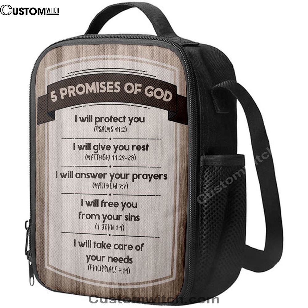 5 Promises Of God Lunch Bag, Christian Lunch Bag For School, Picnic, Religious Lunch Bag