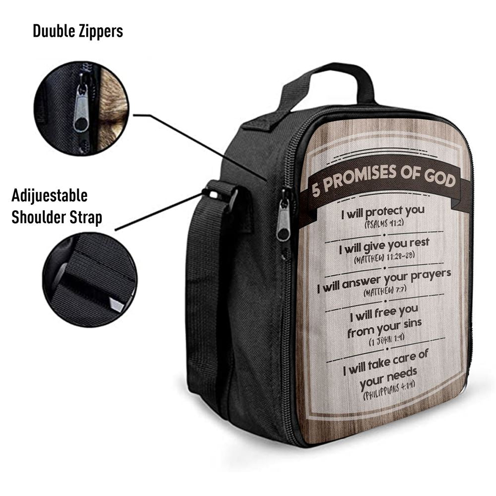 5 Promises Of God Lunch Bag, Christian Lunch Bag For School, Picnic, Religious Lunch Bag