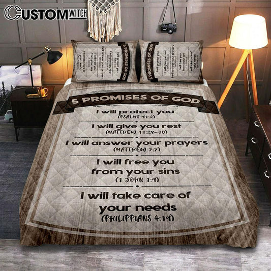 5 Promises Of God Quilt Bedding Set Bedroom - Christian Quilt Bedding Set Prints - Religious Cover Twin Bedding Decor