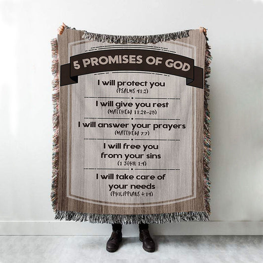 5 Promises Of God Woven Throw Blanket - Christian Woven Blanket Prints - Religious Boho Blanket