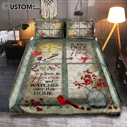 A Big Piece Of My Heart Hummingbird Quilt Bedding Set Bedroom - Christian Bedroom Decor - Religious Quilt Bedding Set Prints