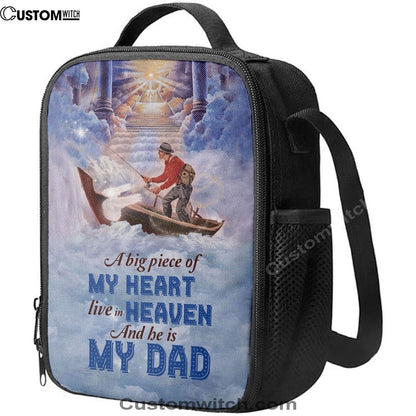 A Big Piece Of My Heart Live In Heaven Fisherman Lunch Bag, Christian Lunch Bag For School, Picnic, Religious Lunch Bag