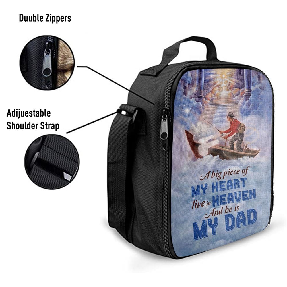 A Big Piece Of My Heart Live In Heaven Fisherman Lunch Bag, Christian Lunch Bag For School, Picnic, Religious Lunch Bag