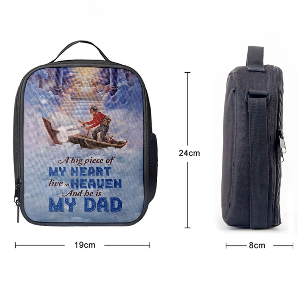A Big Piece Of My Heart Live In Heaven Fisherman Lunch Bag, Christian Lunch Bag For School, Picnic, Religious Lunch Bag