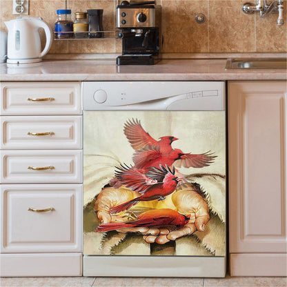 A Cardinal On His Hand Jesus Dishwasher Cover, Christian Dishwasher Magnet Cover, Bible Verse Kitchen Decor