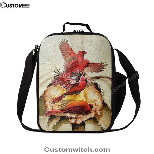 A Cardinal On His Hand Jesus Lunch Bag, Christian Lunch Bag For School, Picnic, Religious Lunch Bag