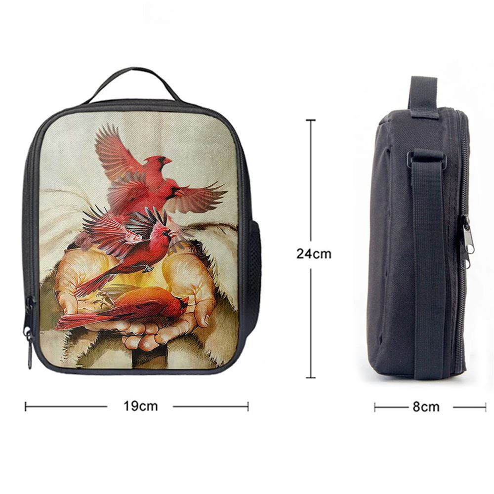 A Cardinal On His Hand Jesus Lunch Bag, Christian Lunch Bag For School, Picnic, Religious Lunch Bag