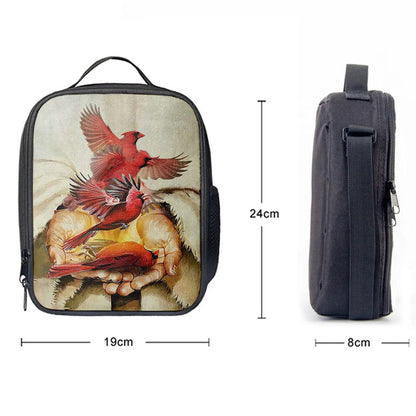 A Cardinal On His Hand Jesus Lunch Bag, Christian Lunch Bag For School, Picnic, Religious Lunch Bag