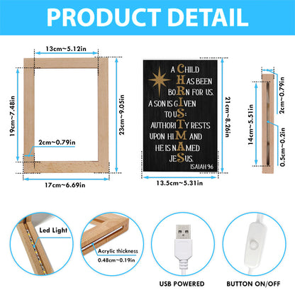 A Child Has Been Born For Us Isaiah 96 Christmas Frame Lamp Prints - Bible Verse Decor - Scripture Art