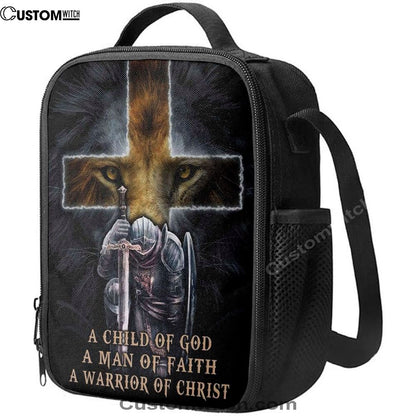 A Child Of God A Man Of Faith A Warrior Of Christ Lunch Bag, Christian Lunch Bag For School, Picnic, Religious Lunch Bag