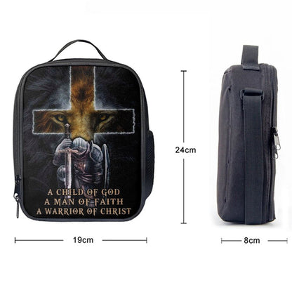 A Child Of God A Man Of Faith A Warrior Of Christ Lunch Bag, Christian Lunch Bag For School, Picnic, Religious Lunch Bag