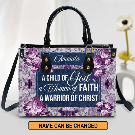 A Child Of God Leather Bag, Personalized Leather Bag With Handle For Christian Women