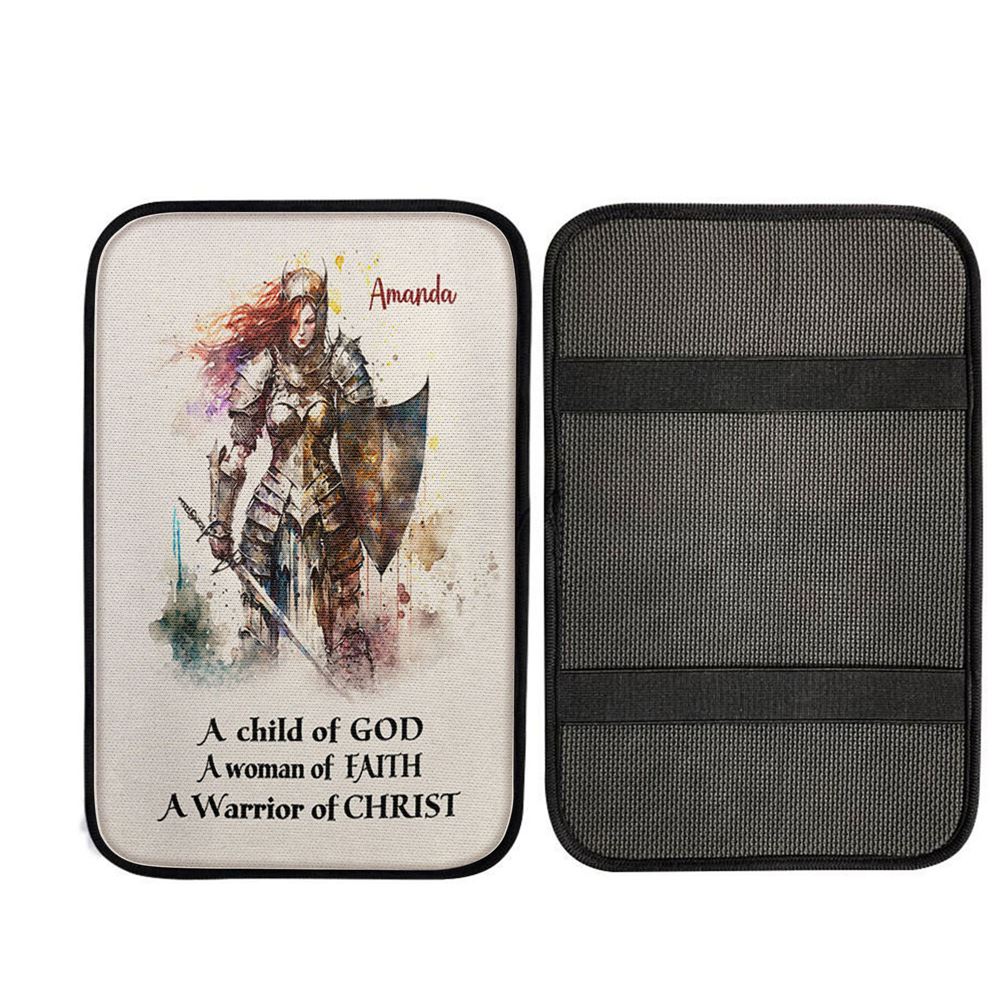 A Child Of God Personalized Car Center Console Cover - Bible Verse Gift For Women Of God, Christian Car Interior Accessories